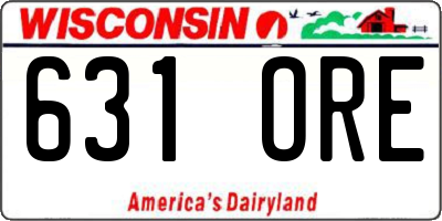 WI license plate 631ORE