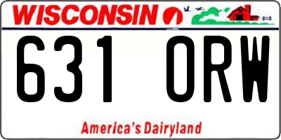 WI license plate 631ORW