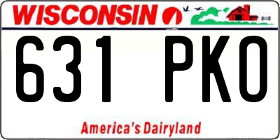 WI license plate 631PKO