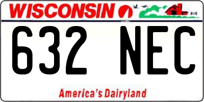 WI license plate 632NEC