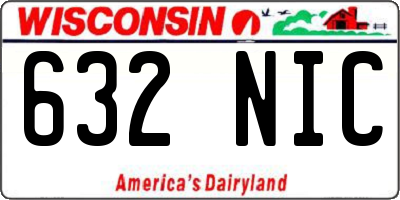 WI license plate 632NIC