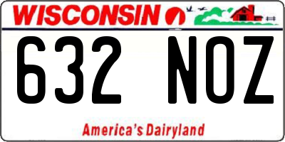 WI license plate 632NOZ