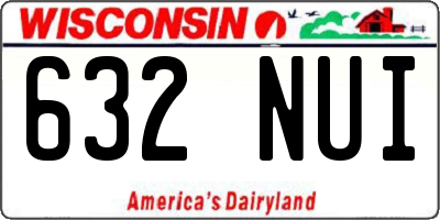 WI license plate 632NUI