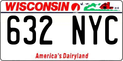 WI license plate 632NYC