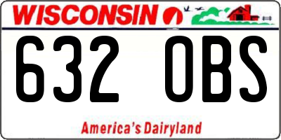 WI license plate 632OBS
