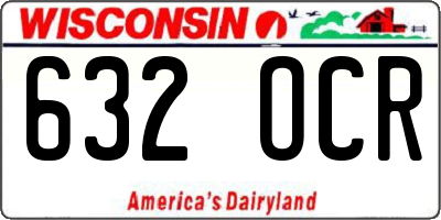 WI license plate 632OCR