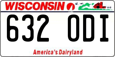 WI license plate 632ODI
