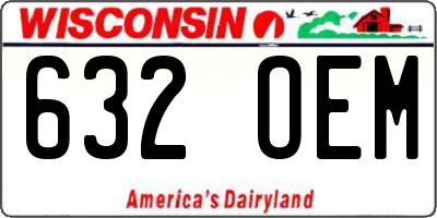 WI license plate 632OEM