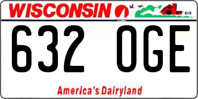 WI license plate 632OGE