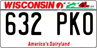 WI license plate 632PKO
