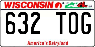 WI license plate 632TOG