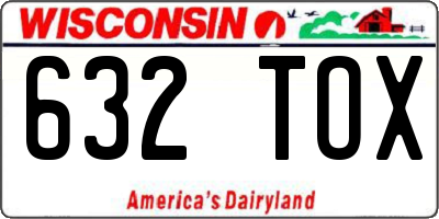 WI license plate 632TOX