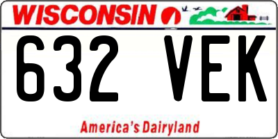WI license plate 632VEK