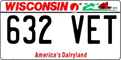 WI license plate 632VET