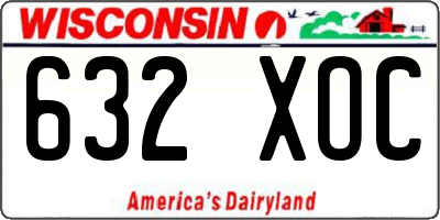 WI license plate 632XOC
