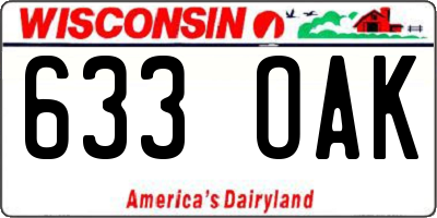 WI license plate 633OAK