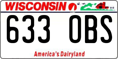 WI license plate 633OBS