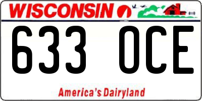 WI license plate 633OCE
