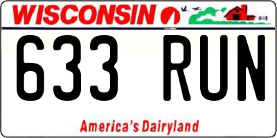 WI license plate 633RUN