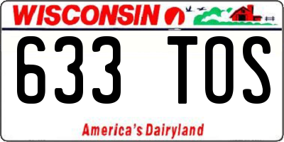 WI license plate 633TOS
