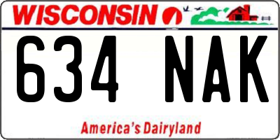 WI license plate 634NAK