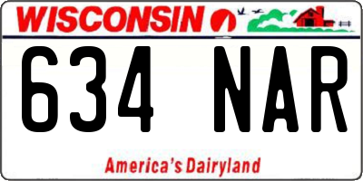 WI license plate 634NAR