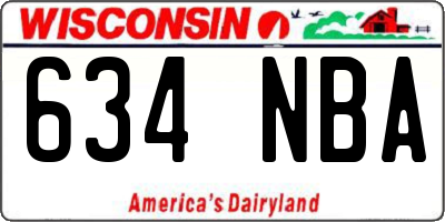 WI license plate 634NBA