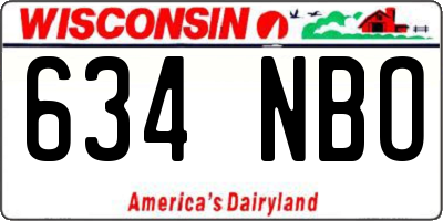 WI license plate 634NBO