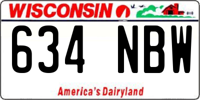 WI license plate 634NBW