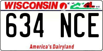 WI license plate 634NCE