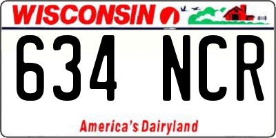 WI license plate 634NCR