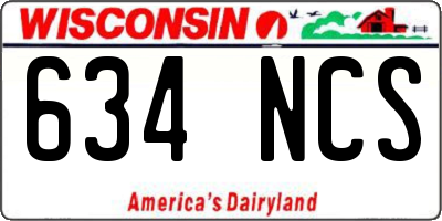 WI license plate 634NCS