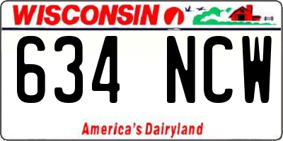 WI license plate 634NCW