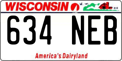 WI license plate 634NEB