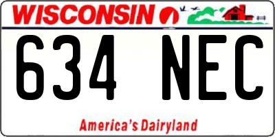WI license plate 634NEC