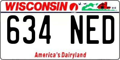 WI license plate 634NED