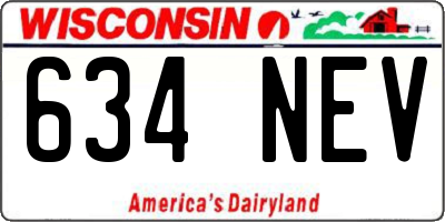WI license plate 634NEV