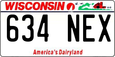 WI license plate 634NEX