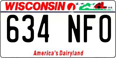WI license plate 634NFO