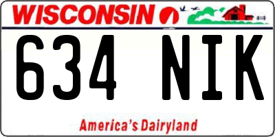 WI license plate 634NIK