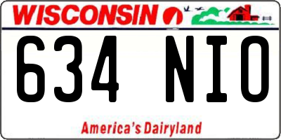 WI license plate 634NIO