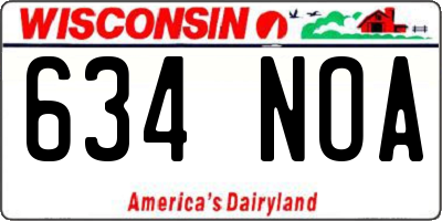 WI license plate 634NOA