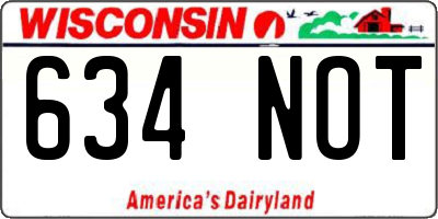 WI license plate 634NOT