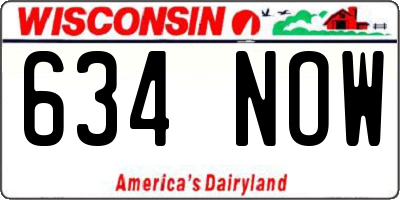 WI license plate 634NOW
