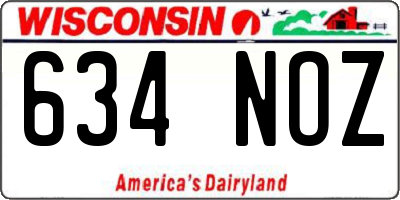 WI license plate 634NOZ