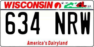 WI license plate 634NRW