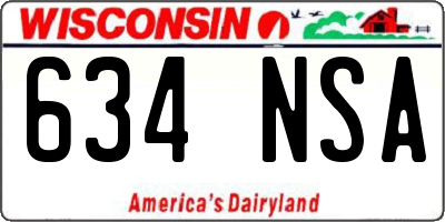 WI license plate 634NSA