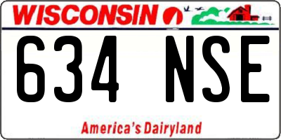 WI license plate 634NSE