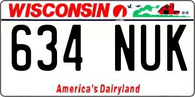 WI license plate 634NUK