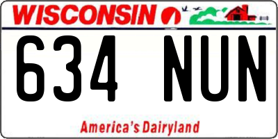 WI license plate 634NUN